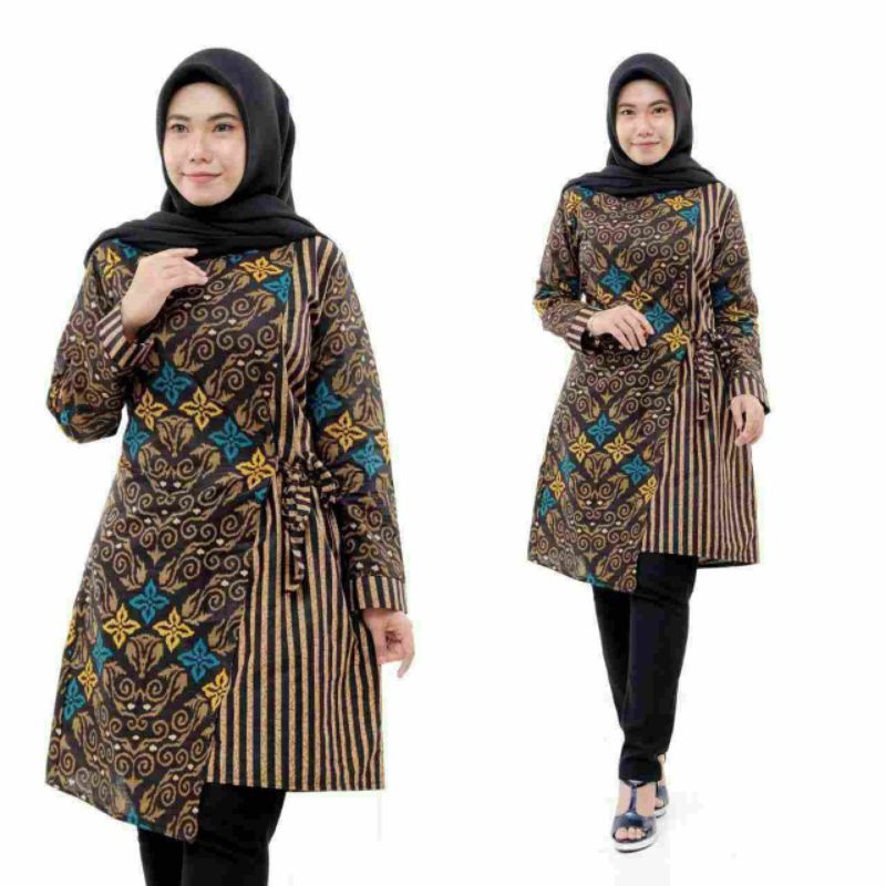 tey-17 Batik Wanita ASJ SA HRB026 Kenogo Kemeja Tosca Pendek-Model 5