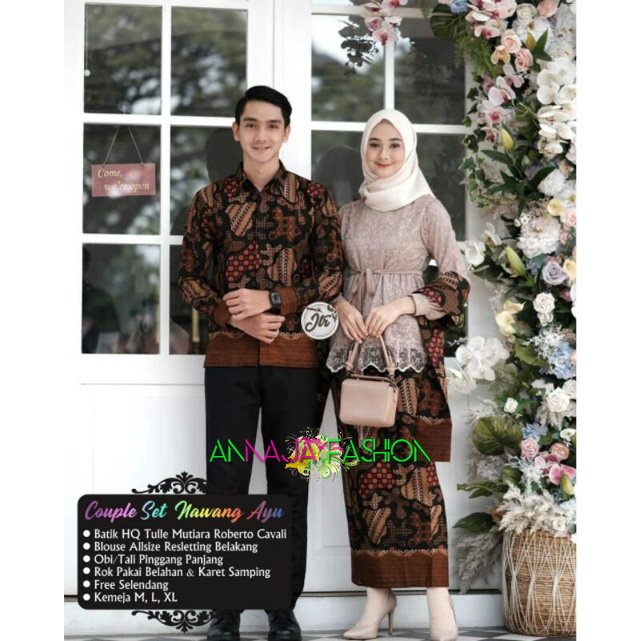 Batik couple sarimbit motif terbaru kemeja cowok gamis batik kombinasi brukat