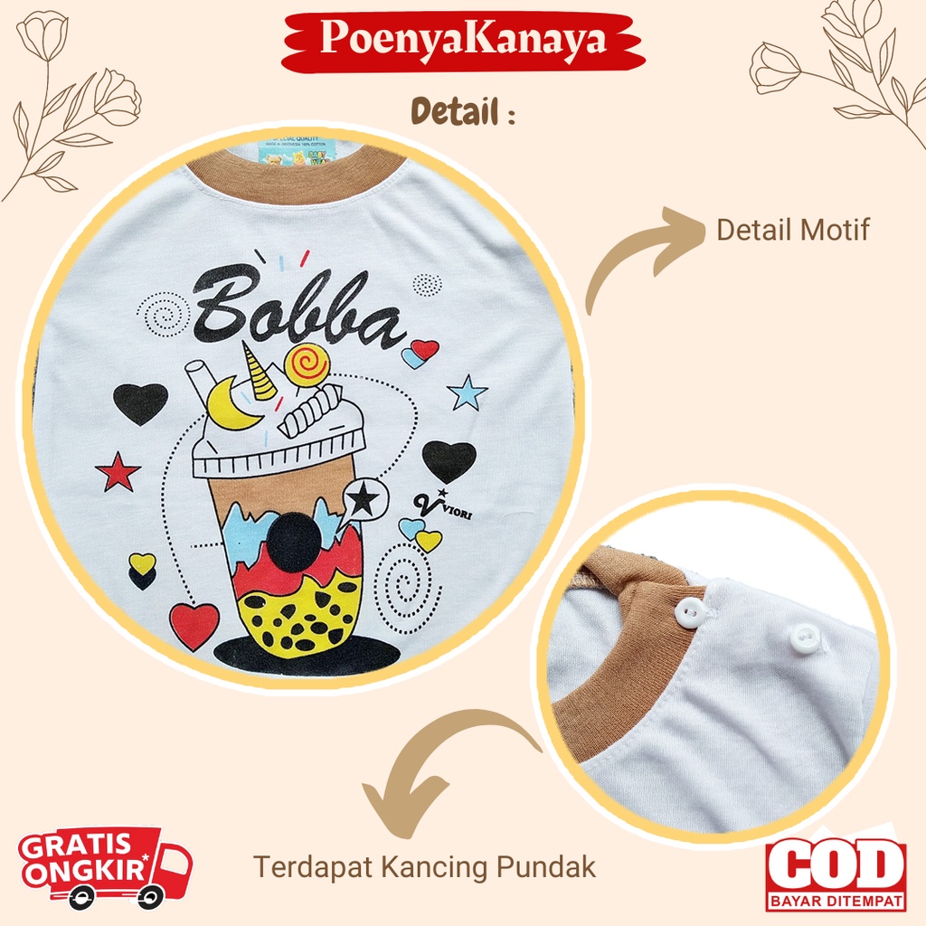 Setelan Baju Bayi Piyama Pendek BOBA Viori Size 6-18 Bulan STL55