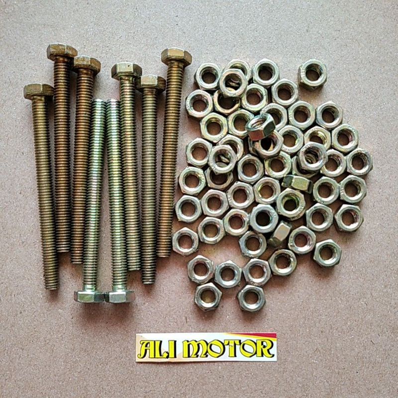 Baut + mur ukuran 10 panjang 7 cm HARGA 1 PCS