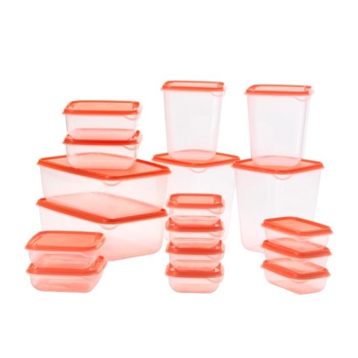 Alat Makan | Tupperware Set Wadah Bekal Aneka Ukuran (1Set Isi 17Pcs)_Orange