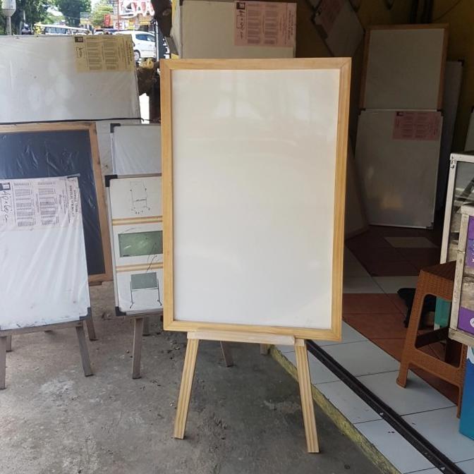 

papan tulis whiteboard list dan standing kayu 60x80 cm