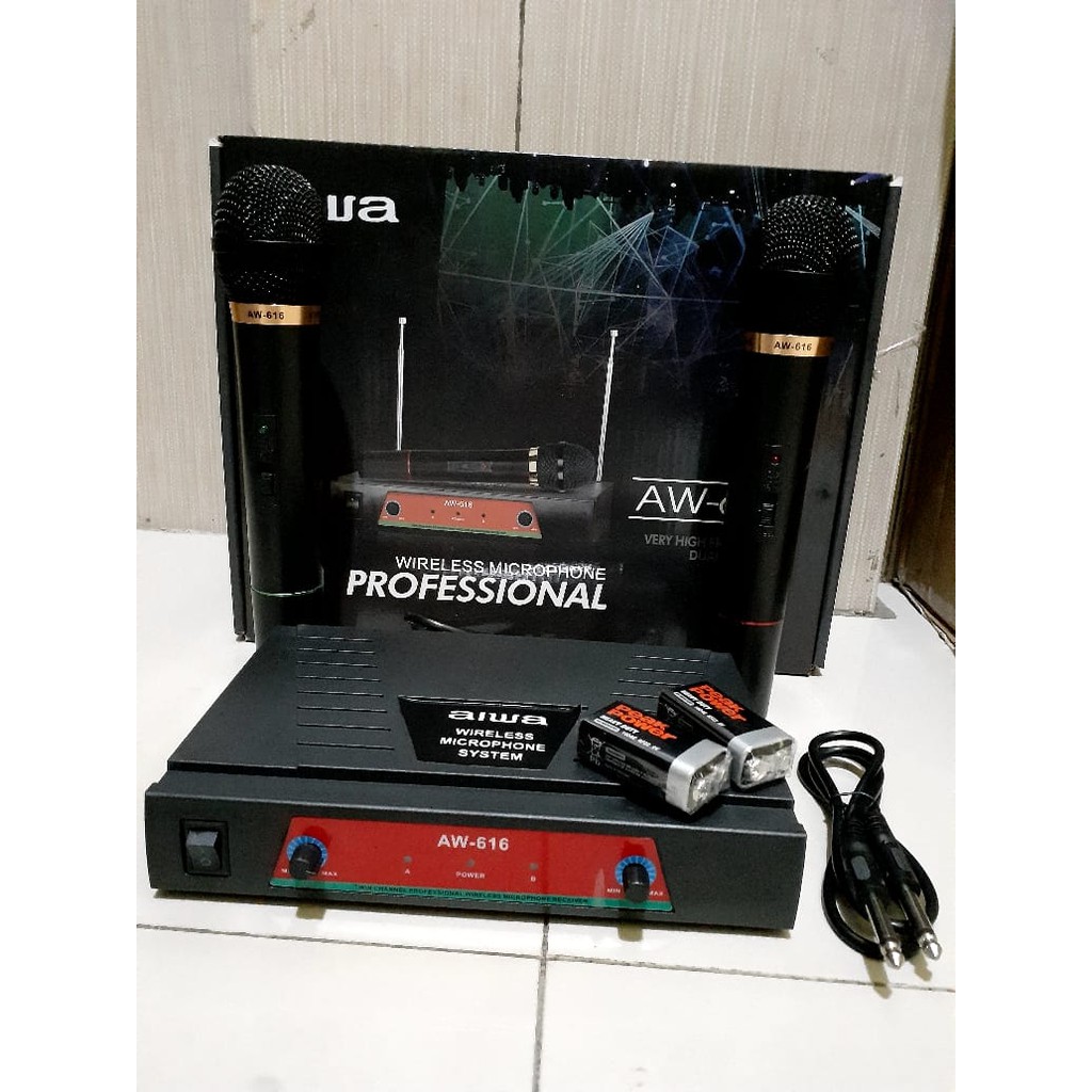 aiwa naiwa mic wireless AW-616 system karaoke vokal mikrophone professional pro sound audio panggung