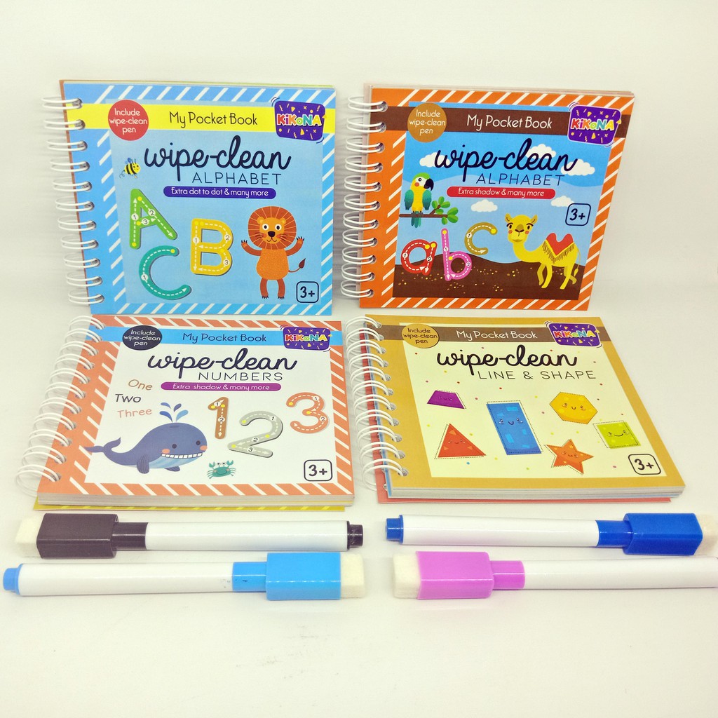 Kikona My Pocket Book Wipe Clean Series - Alphabet Number Shape