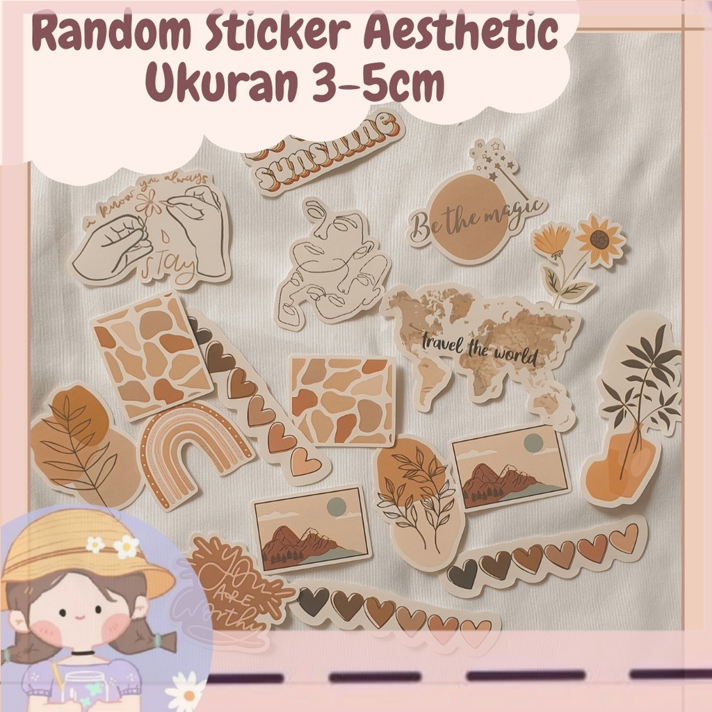 

PROMOSticker Aesthetic Sticker Jurnal Scrapbook Sticker Random 18 PCS VINYL