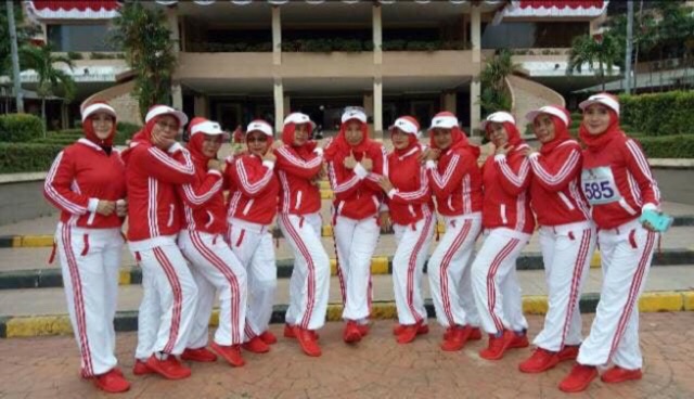 ND3 Setelan Baju Senam Lapangan Training Merah Putih Hijab Cycling Fitness Muslim Olahraga