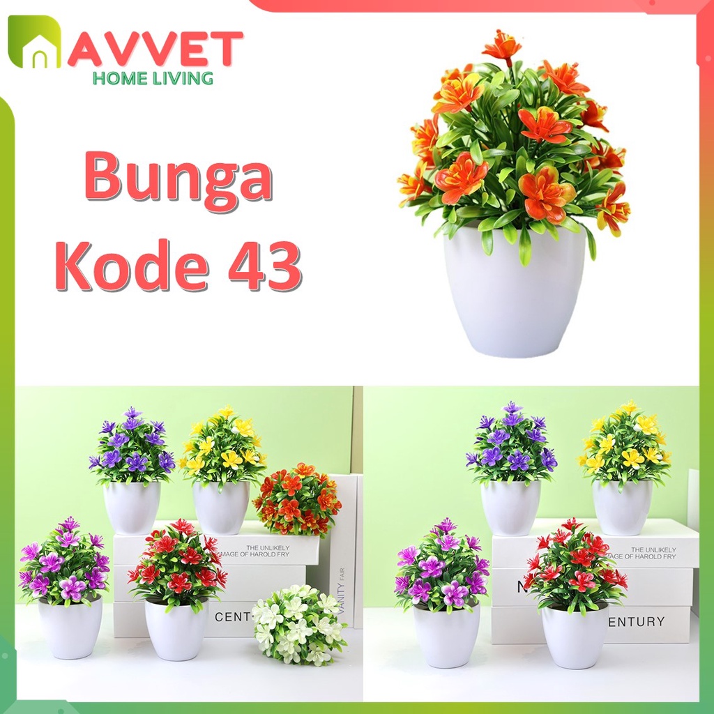 AVVET Ornamen Tanaman Bunga Melati 43 Dekorasi Ruangan Tanaman Hias Bunga Plastik Pot Artifisial Import