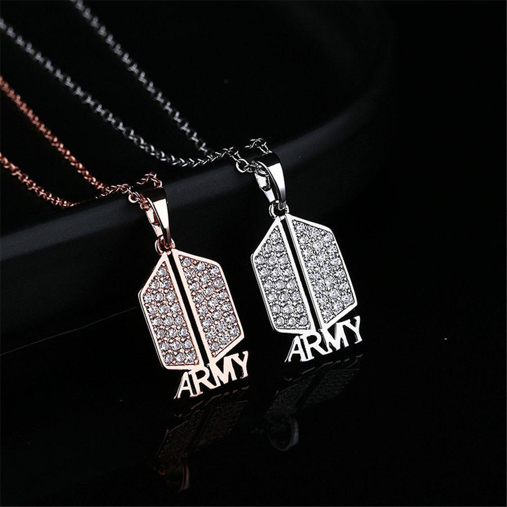 Kalung Wanita PREVA Perhiasan 18k BTS logo Army Pendant