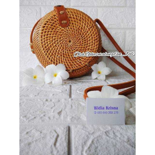 TAS RATTAN KENDI ORIGINAL BALI DIAMETER 20CM