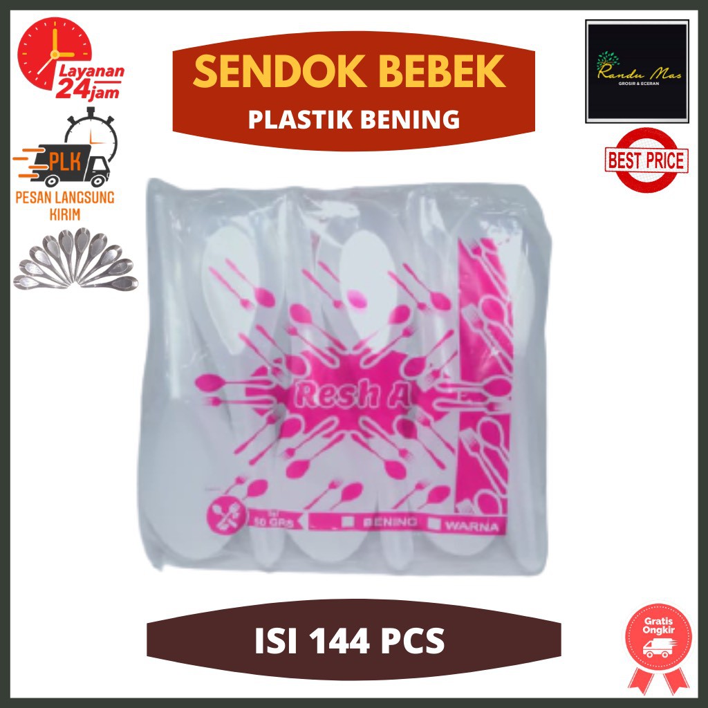 Sendok Plastik Bening Isi 144 Pcs | Sendok Makan Bebek | Sendok Plastik Kecil | Sendok Bayi Murah