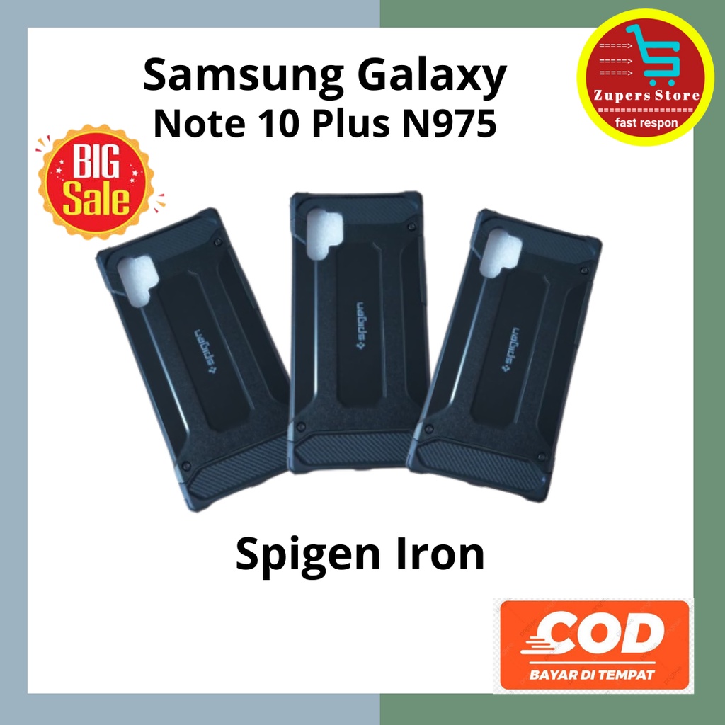 Hard Case Spigen Iron Samsung Galaxy Note 10 Plus N975 Casing Robot