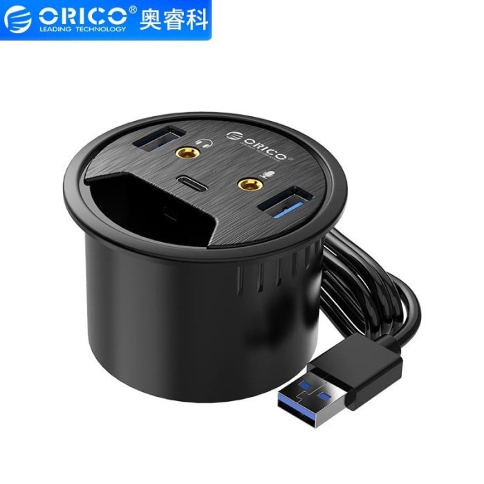 Desk Grommet Hole USB3.0 HUB Audio USB-C - ORICO DESK-2U1C