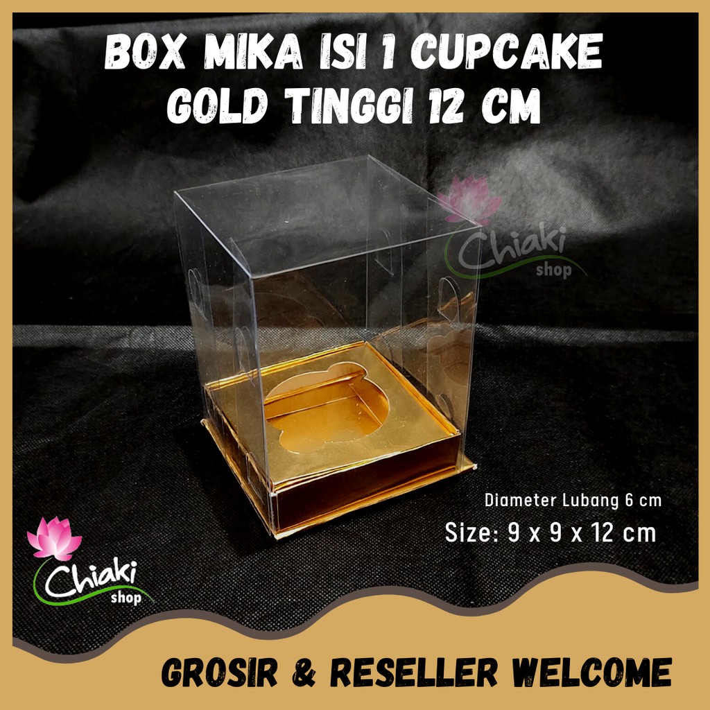 

Box Cupcake isi 1 GOLD 9x9x12 Kotak Mika Donat Dus Kue Kardus Emas Muffin Cake Pudding Karton Chiaki