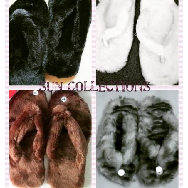 Sandal Bulu Sosis / Sandal Jepit anggora
