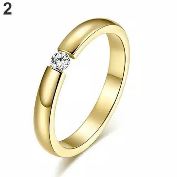 CINCIN TITANIUM WANITA PRIA BATU ZIRCON GD003A