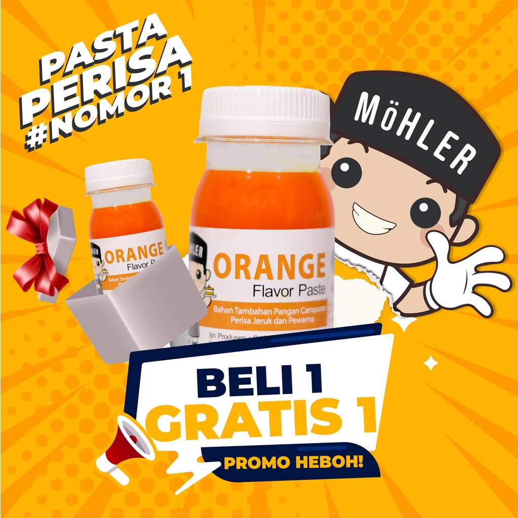 MOHLER Pasta perisa pewarna JERUK / ORANGE (KLIK KOMBO HEMAT MENDAPATKAN BELI 1 GRATIS 1)