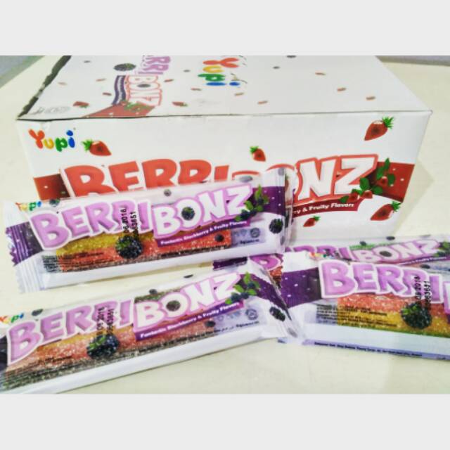 Sunnydayshop_ Yupi Berry Bonz 24Pcs 350G Permen Pelangi