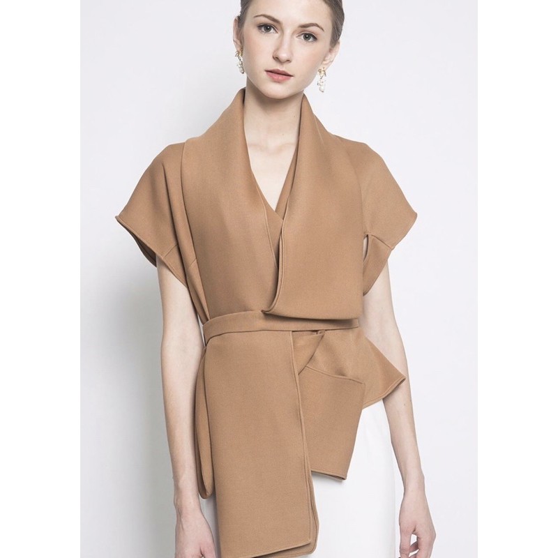 Bloom Apparels Scarf Top in Light Brown