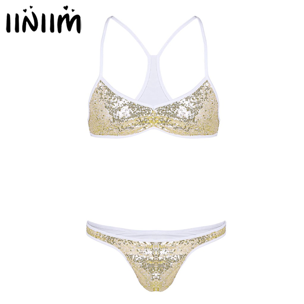 INDORETAIL | Pria Gay Pakaian Dalam Wanita Mengkilap Payet Sissy Celana Dalam Spaghetti Tali Cross