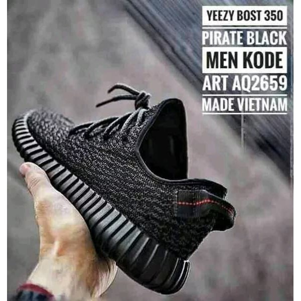Sepatu Casual Wanita Adidas Yeezy Boost 350 Black Pirate Grade Ori - Hitam, 38