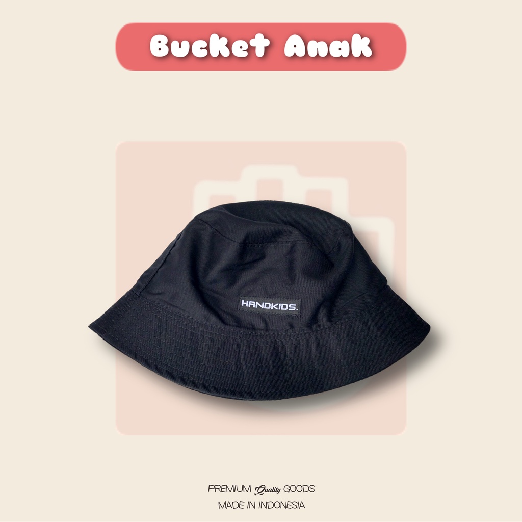 TOPI ANAK BUCKETHAT HANDKIDS 2-8tahun-Hitam