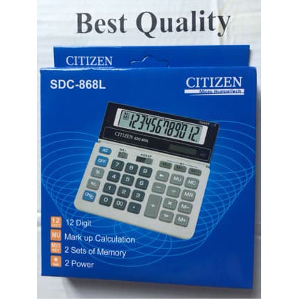 

Kalkulator Citizen - Kalkulator Meja - Kalkulator Ilmiah Kalkulator 12Digit Angka Type Sdc 868 L