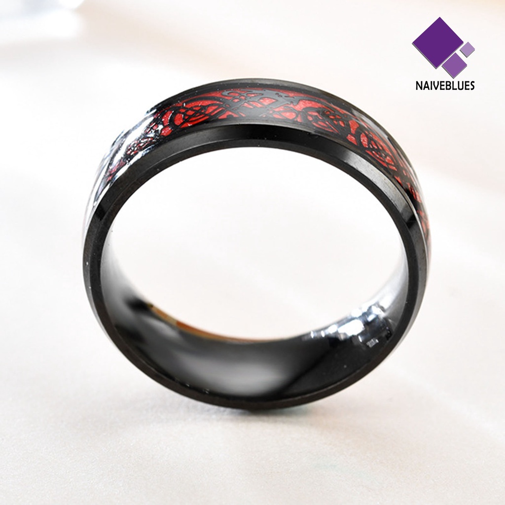 Naiveblue &gt; Cincin Motif Naga Warna Silver / Gold Untuk Perhiasan Pria / Kencan