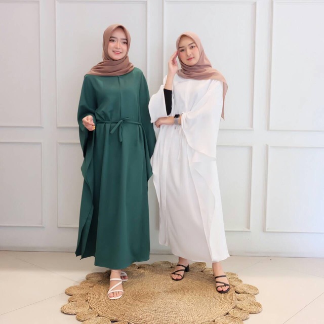 Kaftan / baju kaftan / savina kaftan / baju lebaran / kaftan murah / kaftan kekinian putih Dan hijau