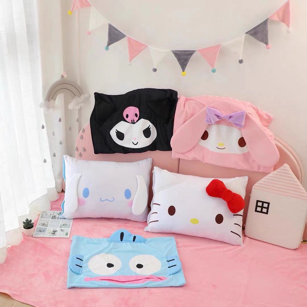 SARUNG BANTAL MELODY KUROMI HELLO KITTY CINNAMOROLL HANGYODON PILLOW COVER SPREI GULING LEMBUT