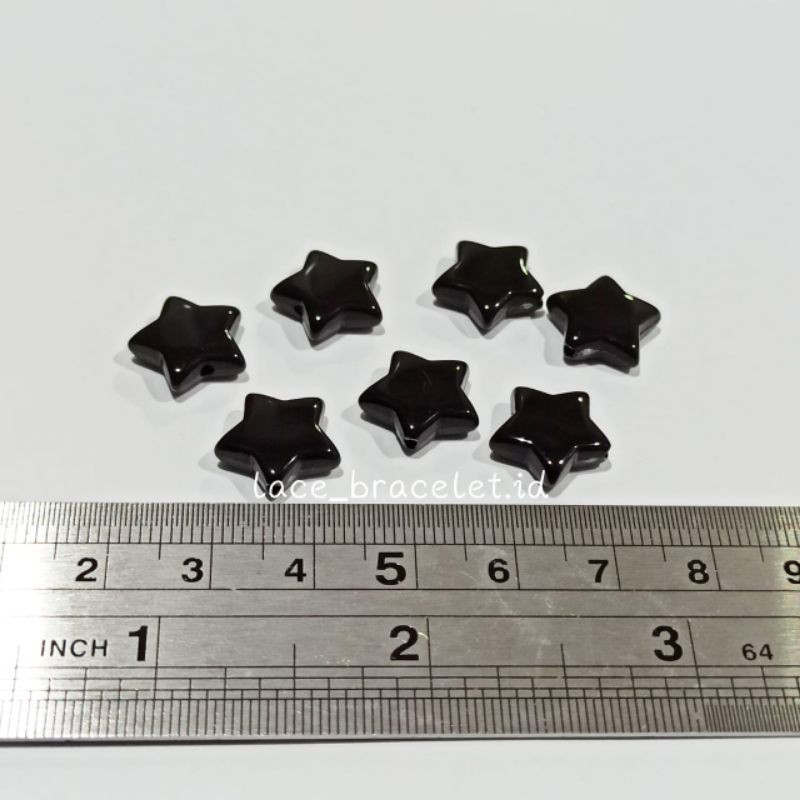 mute Bintang  BLACK manik manik bintang bahan gelang gantungan kunci konektor