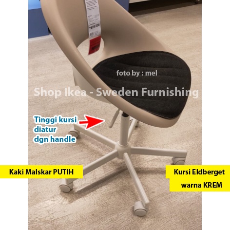 SIKMALSKAR kaki PUTIH ELDBERGET Kursi putar