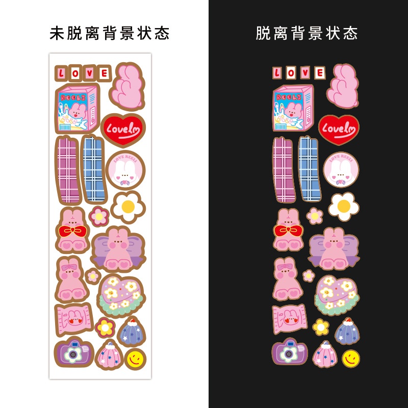 Korea lucu kelinci goo stiker kartu kreatif kartun fun phone case stiker kecil Korea ins tangan Buku