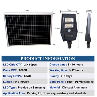 LAMPU JALAN PJU SOLAR CELL TENAGA SURYA TALLED 2 IN 1 LED BY Samsung