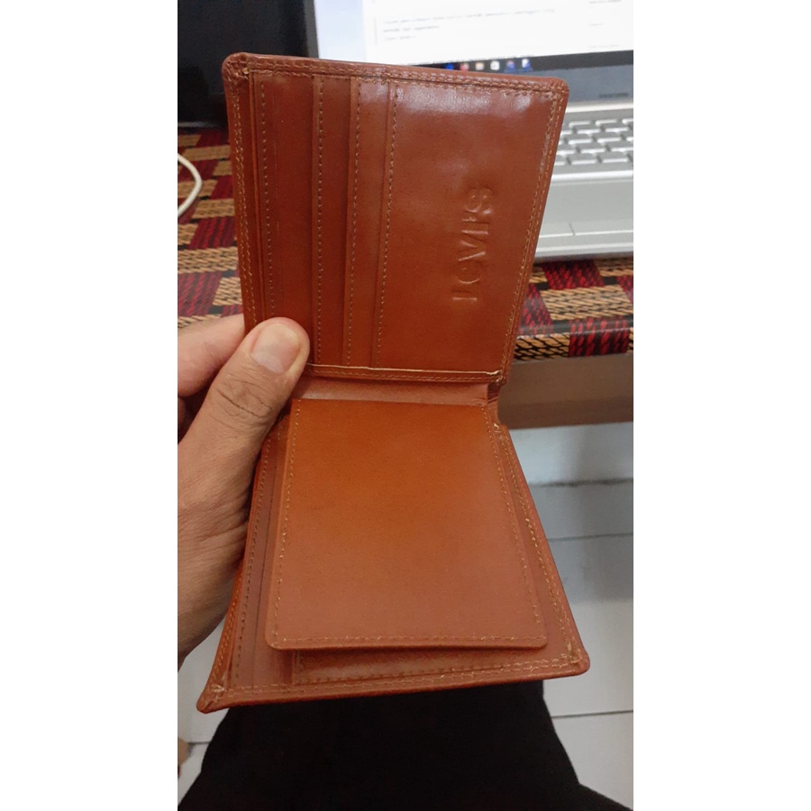 Dompet Pendek Pria Levis Kulit Asli Model Lipat Tidur