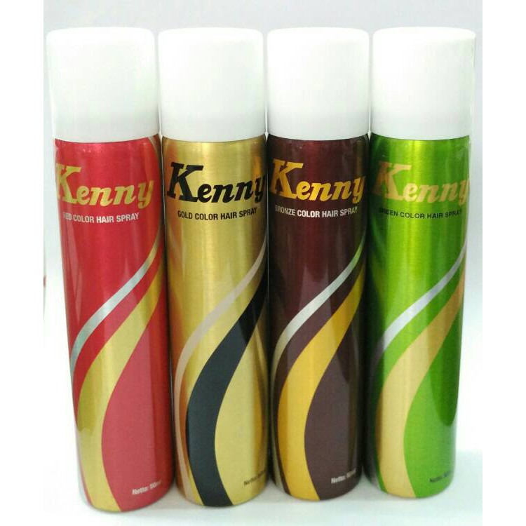 KENNY HAIR SPRAY WARNA 50 ML BLACK BROWN RED GOLD GREEN 