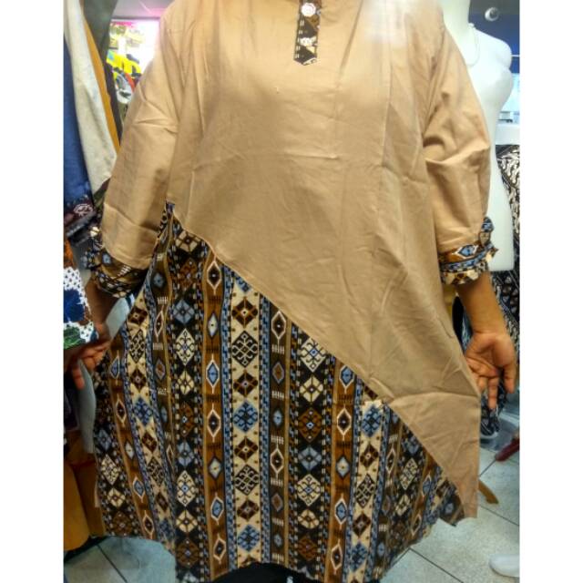 Tunik jumbo wanita fashion jumbo modern tunik katun ima batik grosir tunik wanita murah tanah abang