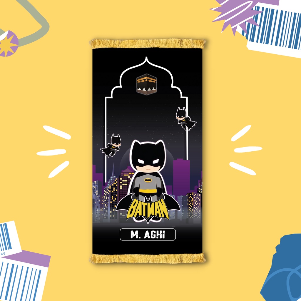PART 4 - Sajadah Full Printing Anak Custom Nama //  Custom Gambar // Bahan Velboa Murah High Quality-BATMAN