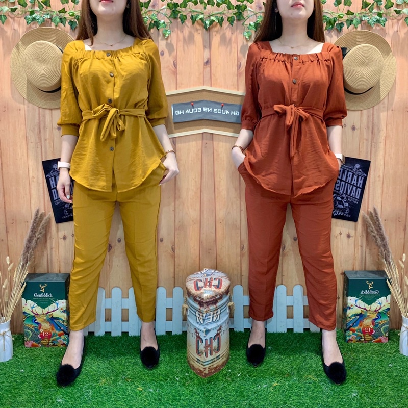 SETELAN PEPLUM BUTTON BTS 3017 / 3017-127