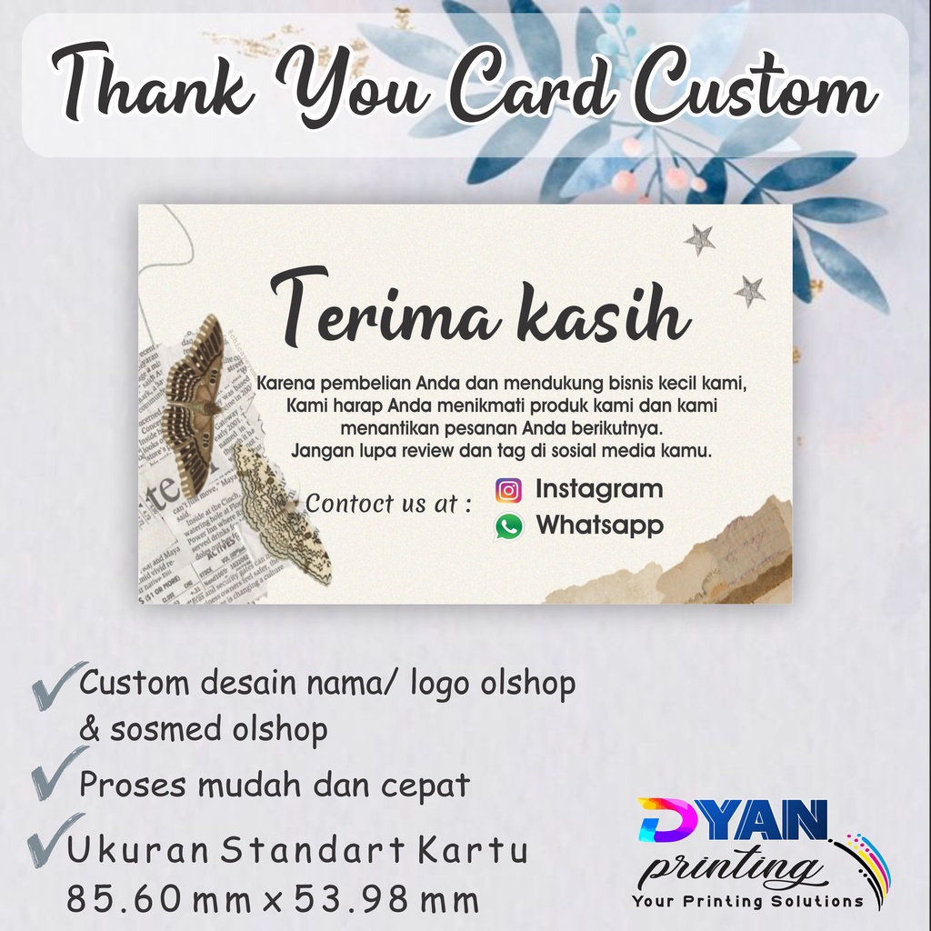 THANK YOU CARD/UCAPAN TERIMAKASIH OLSHOP CUSTOM