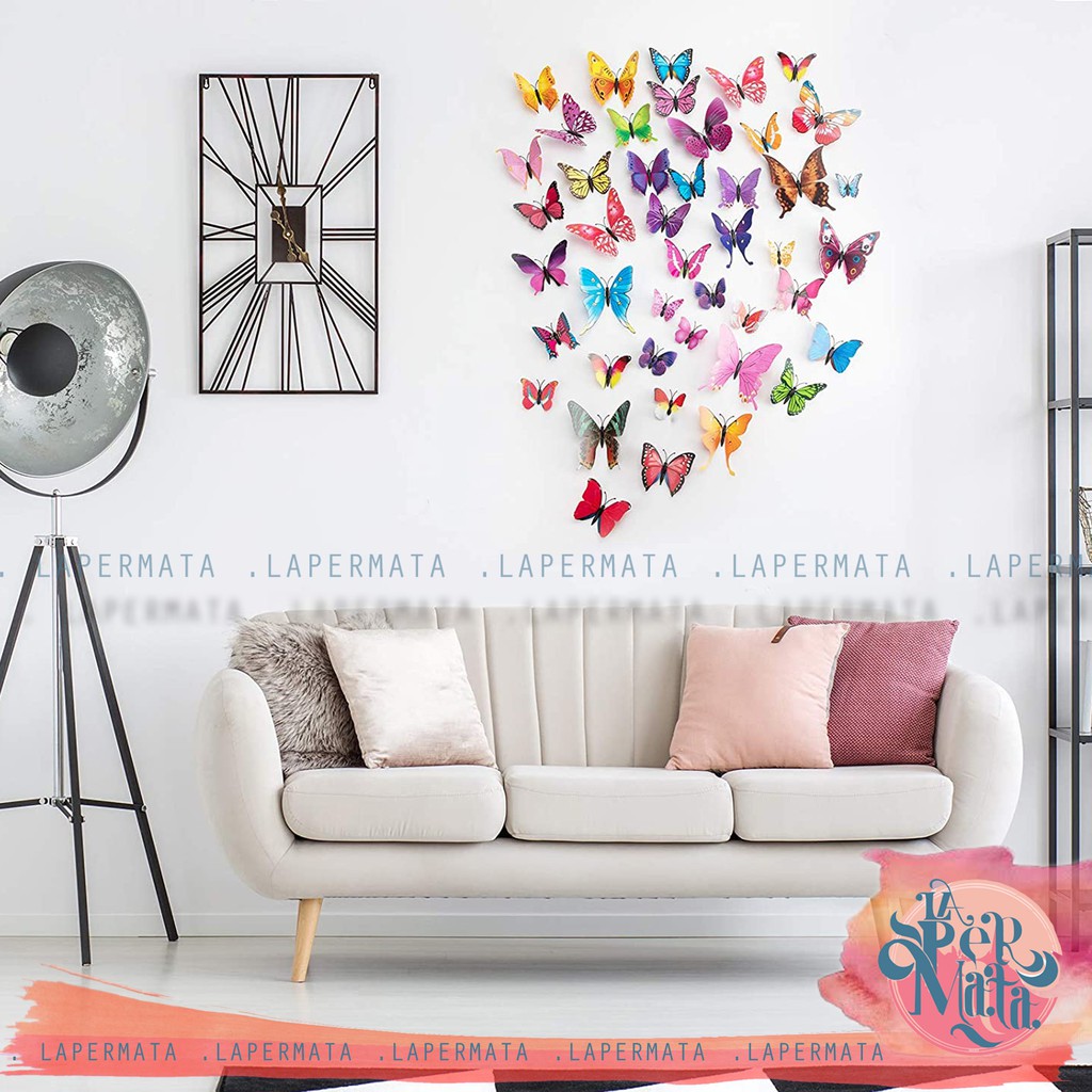 Stiker Kupu-kupu Dinding 3D/ Butterfly Wall Art Decoration - LPM Shop