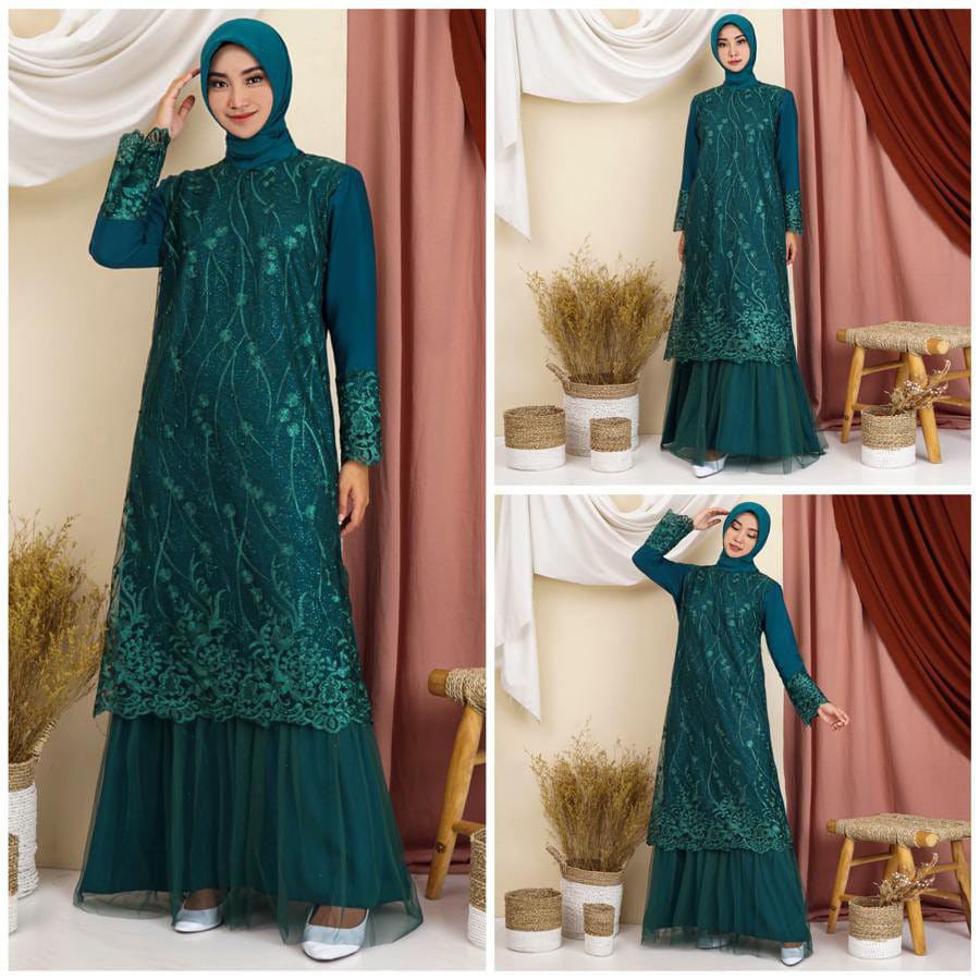 ♛COD❁ GAMIS BRUKAT KEBAYA TILE MAXY / DRESS BUSUI WANITA MUSLIM / BROKAT MURAH / GAMIS REMAJA / [ CO