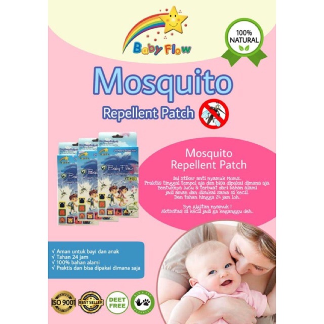 BABY FLOW STIKER ANTI NYAMUK 1 Pak isi 24 pcs / 1 Sachet isi 6 pcs - Mosquito Repellent Patch - AMAN untuk Bayi Babyflow