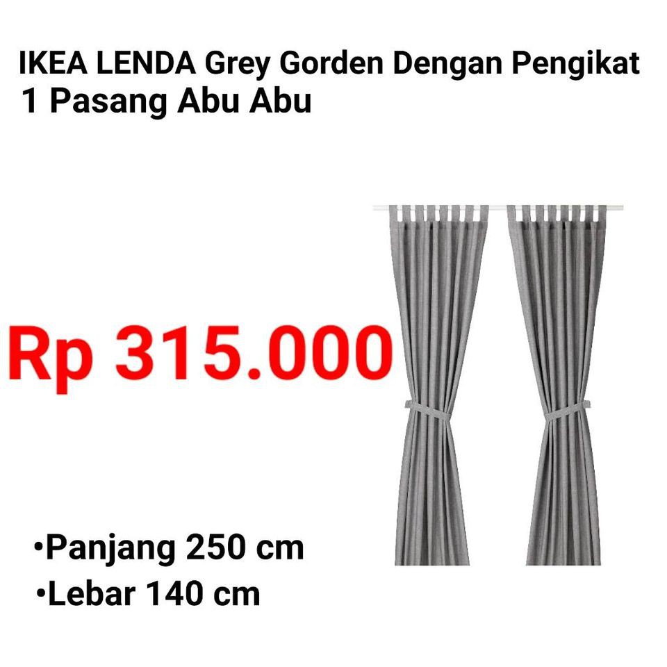 RV 1K3A 90 LENDA GREY Gorden dengan pengikat 250X140CM 1 pasang  abuabu