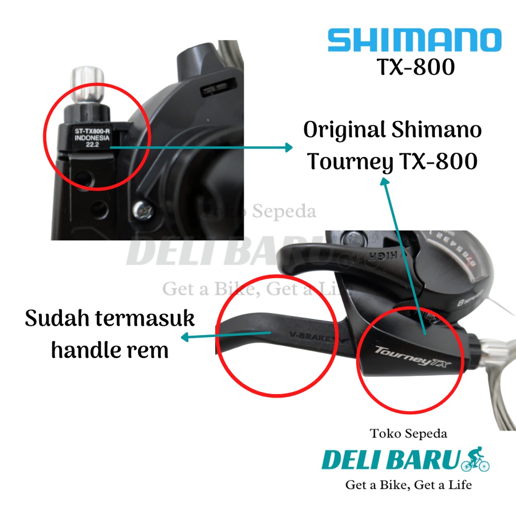 Shimano Shifter TX-800 ORI 8 speed kanan saja operan gigi sepeda MTB, federal, lipat, minion