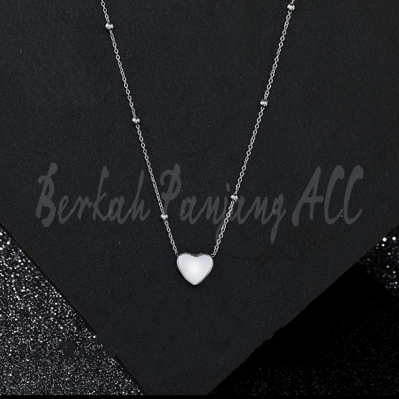 KALUNG TITANIUM RANTAI BIJILADA HATI POLOS SUPER STYLE KOREA MINIMALIS ANTI KARAT&amp;ANTI LUNTUR