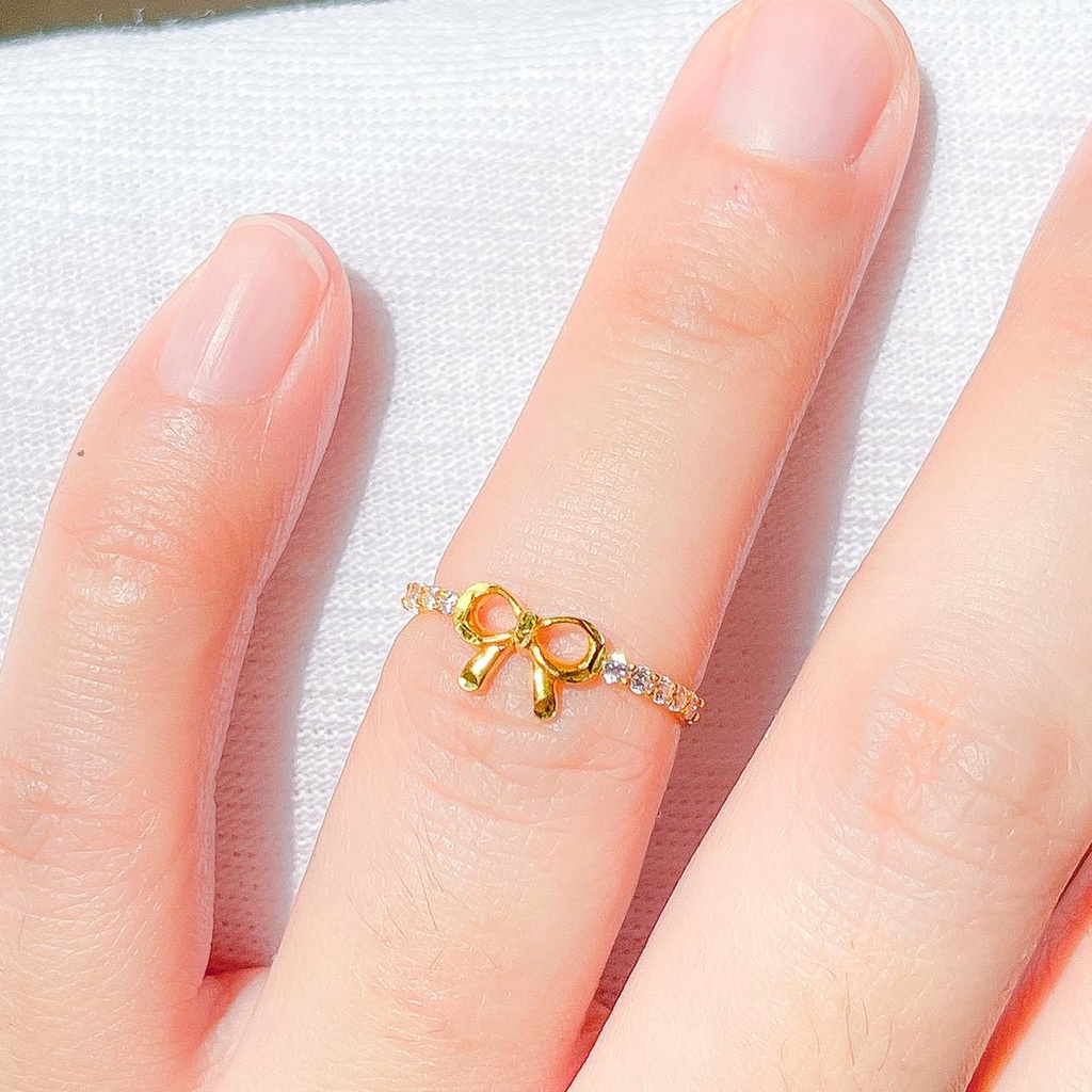 Cincin anak dan dewasa emas asli kadar 700 70 16k permata mata pita ribbon ringan 1 gram gr g sweet nomor no 10 11 12 13 14 15 16 terbaru