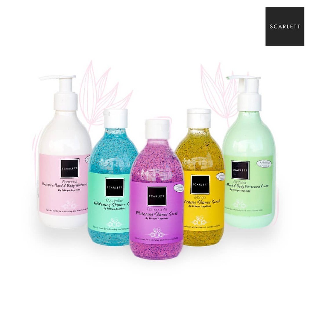 SCARLETT -  BRIGHTENING BODY LOTION & BODY SHOWER (ROMANSA, FANTASIA, CUCUMBER, MANGO & POMEGRANTE)
