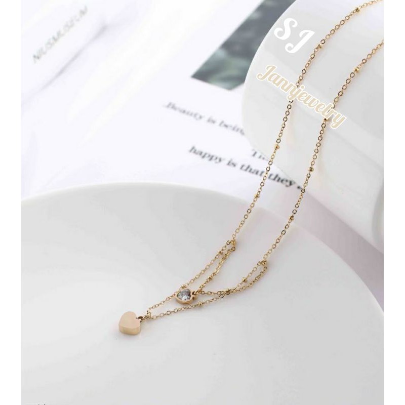 kalung Love double layer titanium asli tidak alergi[KT-41]