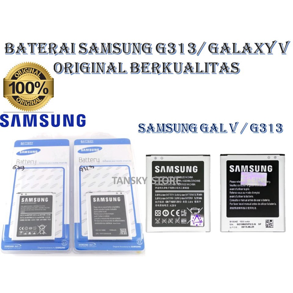 BATRE BATERAI BATTERY BATT BATERE SAMSUNG GALAXY V/G313 GAL V ORI 99%