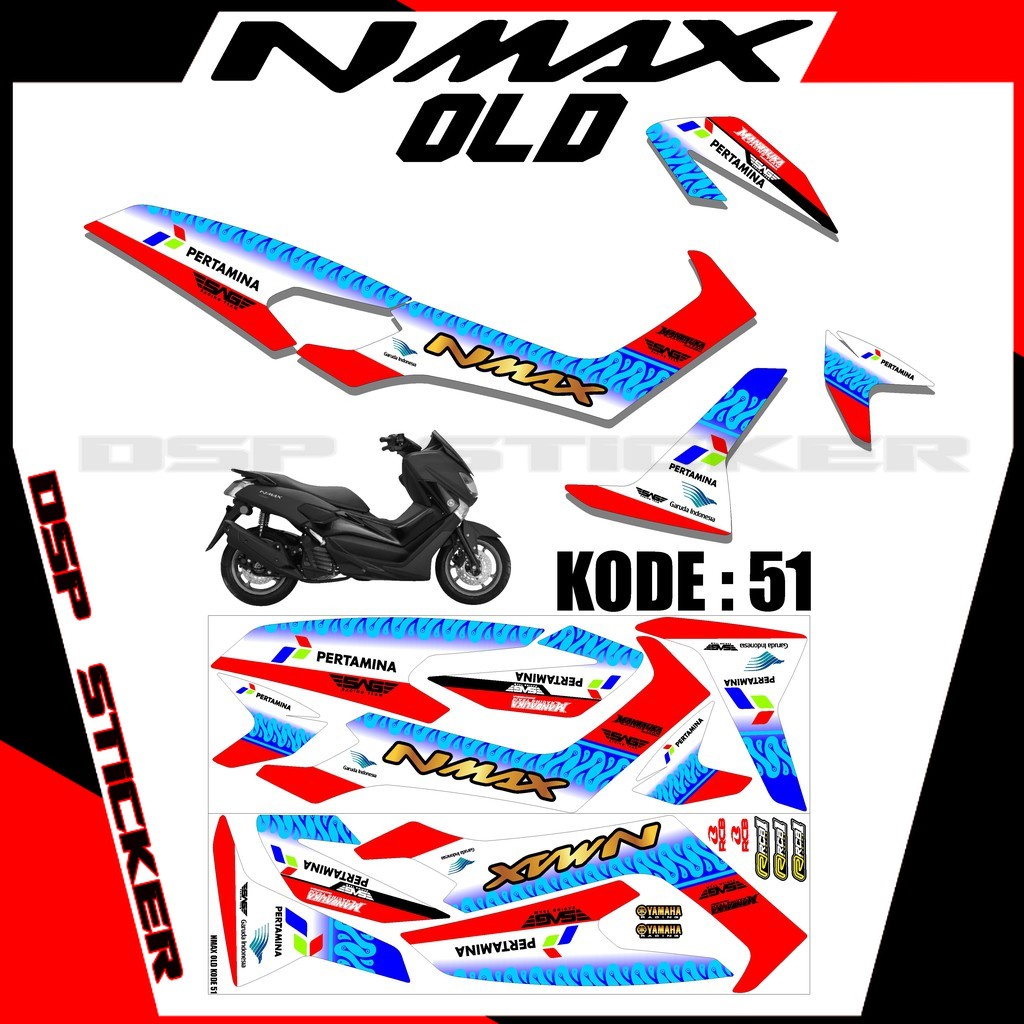 (COD) Striping NMAX OLD - Sticker Striping Variasi list Yamaha NMAX Lama DSP-51Mandalika Pertamina